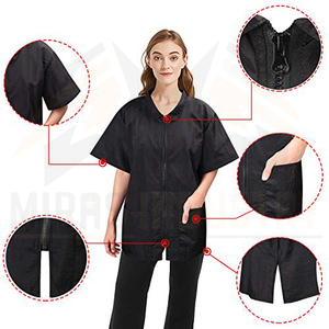 MIRAS INDUSTRY Mono de trabajo unisex impermeable de poliéster de manga corta con cremallera frontal, bolsillos y detección de agujas, fusión sin costuras - Product Image 5