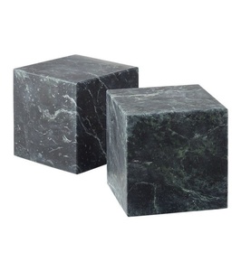 Green Marble Cube Bookend Set Luxury Natural Stone Book Holder Modern Decorative <b>Shelf</b> Support Minimalist Office <b>Desk</b> Organizer - Product Image 1