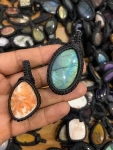 Venta al por Mayor de 1 kg de Colgantes de Macramé con Piedras Preciosas Naturales Mixtas, Joyería Unisex Hecha a Mano, Lote al por Mayor - Product Image 6