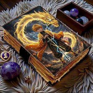 Diario de Cuero Hecho a Mano Inspirado en el Anime, Cuaderno Guerrero Relámpago Dragón Dorado, Diario de Arte Fantástico, Libro de Regalo - Product Image 6