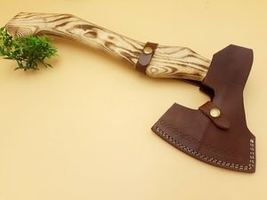 Hacha de camping personalizada de acero al carbono con mango de madera, hecha a mano, para exteriores, con funda de cuero, OEM ODM, venta al por mayor - Product Image 6