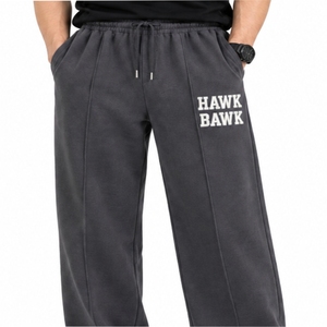 Custom Men <b>Elastic</b> <b>Waist</b> <b>Trousers</b> Casual Drawstring Sweatpants With Letter Print Right Leg Side Pockets And Relaxed Fit - Product Image 4