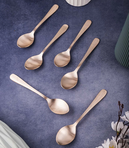 Cuchara de latón con diseño de hoja y flor, elegante y divertida, cuchara de postre de latón dorado, cubertería de mango corto - Product Image 2