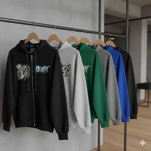 Sweats à capuche unisexes personnalisables avec fermeture éclair, 500 GSM, style streetwear, coupe ample, impression de logo en sérigraphie, vente en gros - Product Image 6