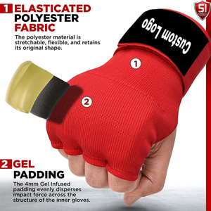 Vendas de Boxeo y MMA Ajustables Personalizadas con Acolchado Interior de EPE, Cierre de Gancho y Bucle, Protección de Nudillos, Alta Calidad - Product Image 3