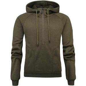 Sudadera corta lisa con cremallera para hombre, Sudadera ligera de manga larga con bolsillo de canguro, sudadera gráfica informal básica ajustada - Product Image 4