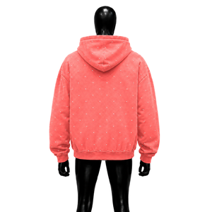 Sudadera con Capucha Gráfica de Diamantes de Imitación Rosa Coral con Diseño de Abeja, Oversize, Estilo Urbano, de Algodón Lavado, Unisex, Vintage, Casual - Product Image 2