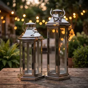 Stainless Steel <b>Lantern</b> <b>Candle</b> <b>Holder</b> For Home Decoration Durable Metal <b>Lanterns</b> Outdoor Indoor Use - Product Image 2