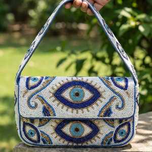 Beaded Fold <b>Over</b> Crossbody <b>Bag</b> Lemon Embroidery Pattern Bohemian Style Women's <b>Shoulder</b> Purse Valentine's Day Thread Waterproof - Product Image 3