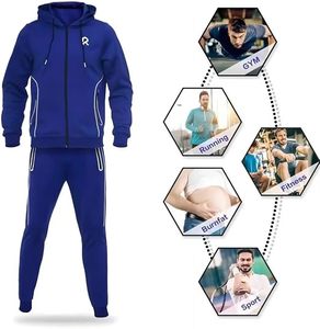 Conjunto Deportivo Informal para Hombre, Sudadera con Capucha Azul y Pantalones Jogger con Cierre Completo, Corte Regular, Material de Poliéster, Ropa de Otoño - Product Image 4