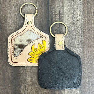 Personalise New Design Hand Tooled Sunflower Flower <b>Key</b> <b>Chain</b> Western Custom Luxury Genuine Cowhide <b>Leather</b> Keychain for Unisex - Product Image 5