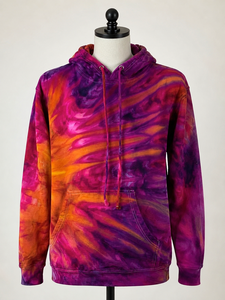 Sudadera con Capucha Tie Dye Personalizada al por Mayor, Unisex, Color Rosa, Morado y Naranja, Estilo Urbano - Product Image 1