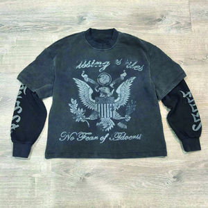 Camiseta regular sólida de gran tamaño para hombre con logotipo personalizado Sun Faded 100% algodón de doble capa de silicona con estampado de manga regular Terry High - Product Image 2