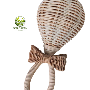 Hochet pour bébé au son doux, jouet en rotin naturel, jouet sensoriel Montessori fait à la main pour les enfants - Product Image 3