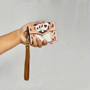 Tarjetero de Cuero Genuino Vintage con Estampado Animal, Cierre de Botón, Correa Individual, Cartera Portátil para Mujer - Product Image 2