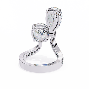 Women's Platinum Pear Cut Diamond Engagement <b>Ring</b> With Round Side Diamonds GIA Certified Classic Style - Product Image 2