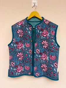 <b>Velvet</b> Suzani Vintage Short Boho Floral Beaded Cotton Reversible Unisex Winter Vest Wear Wedding <b>Jacket</b> - Product Image 3