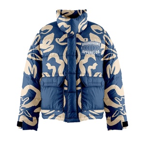 Veste matelassée unisexe de qualité supérieure, multi-imprimée, col montant, coupe ample, style streetwear, chaude pour l'hiver, fermeture éclair. - Product Image 4