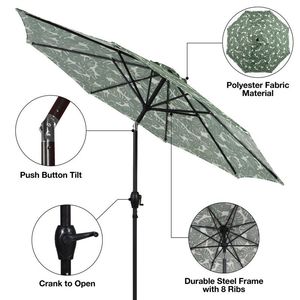 Parasol de patio Monstera de 9 pieds avec manivelle et inclinaison à 3 positions - Product Image 5