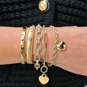 Wholesale Diamond Chain Link <b>Bracelets</b> Pave Set Luxury Adjustable Thick Statement Stacking <b>Bracelets</b> 10K 14K 18K Real <b>Solid</b> Gold - Product Image 2