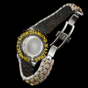 Reloj de Hombre de Marca Premium con Cronógrafo, Esfera Redonda, Correa de Acero Inoxidable de Dos Tonos, Diamantes Moissanite y Completamente Cubierto de Piedras Preciosas, Precio al por Mayor - Product Image 4