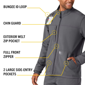 Veste de travail médicale pour homme, mode hiver, veste de bloc opératoire noire avec logo et couleurs personnalisés - Product Image 4