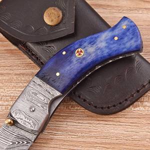 Couteau pliant artisanal en acier Damas OEM à lame droite pour usage quotidien, avec verrouillage Liner Lock, pour la poche et l'extérieur, EDC, vente en gros, fabricant - Product Image 3