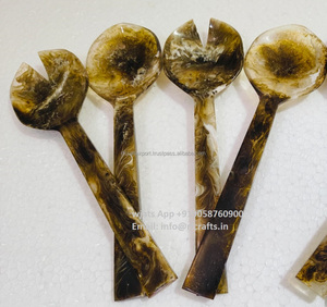 Juego de cubiertos de resina de alta calidad, mango de madera de resina, cubiertos de resina de menta, utensilios de cocina, vajilla, cuchara para ensalada Spork - Product Image 1