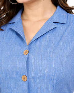 Jaipur Moda Anaya I Blusa de Mujer de Algodón Premium Tejido con Volantes, Color Azul Claro, con Botones y Mangas Abullonadas, Estilo Dulce, Casual, para Oficina - Product Image 2