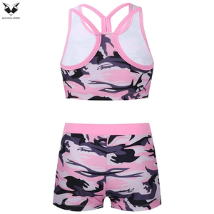 Ensemble deux pièces : Crop top dos nageur et short de sport, ensemble soutien-gorge et short imprimé personnalisé, tenue de fitness et yoga pour femme - Product Image 4