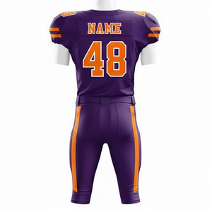 Conjunto de Uniforme de Fútbol Americano Personalizado, Morado y Naranja, Sublimado, Transpirable, Ajustado, Jersey y Pantalones para Hombre, Número 94 - Product Image 2