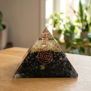 Pyramide d'orgone en tourmaline noire naturelle pour la protection, la guérison énergétique, la méditation, le feng shui, la décoration intérieure, cadeau, vente en gros - Product Image 2