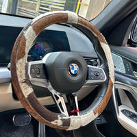 Housse de volant de voiture en cuir véritable de luxe de haute qualité, personnalisable, antidérapante, en cuir de vachette à poils, accessoires intérieurs