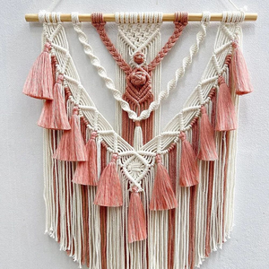 <b>Boho</b> Macrame <b>Wall</b> <b>Hanging</b> Tapestry Cotton Rope Geometric Tassel <b>Wall</b> Decor for Bedroom Living Room Nursery 18 x 30 inches - Product Image 1