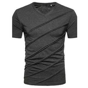 Nouveau T-shirt pour homme élégant en coton 100% de haute qualité, col en V, impression de logo personnalisée, séchage rapide, respirant - Product Image 5