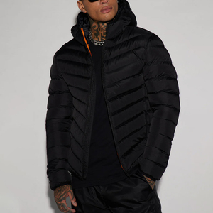 Veste matelassée unisexe personnalisée de haute qualité, style décontracté, col montant brillant, à capuche, vente en gros, toutes tailles - Product Image 1