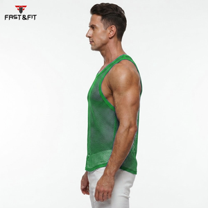 Factory Price Breathable Plain Dyed <b>Men</b> Sports Mesh Sleeveless Mesh <b>Singlets</b> <b>for</b> <b>Men</b> Transparent Vest <b>for</b> Sale Transparent Vest - Product Image 3