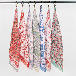 Hot Selling Indian Handmade Floral Colourful Cotton Square Scarfs <b>Bandana</b> Boho Unisex Headscarf Neck Tie Wrist Band Breathable - Product Image 1