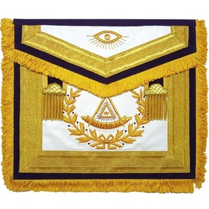 Past Master Blue Lodge Apron <b>Purple</b> Velvet Gold Hand Embroidery Masonic Regalia Ceremonial Freemason Lodge Apron Premium Quality - Product Image 5