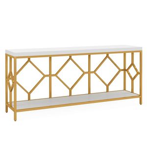 Mesa de Sofá Larga con Estante de Almacenamiento Abierto y Diseño Geométrico Simple, Elegante Mesa de Consola para Recibidor - Product Image 5