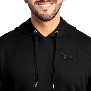 Sweat-shirt à capuche rouge pour homme, 100% coton molletonné, coupe classique, couleur unie, tricoté, vêtement d'automne - Product Image 3