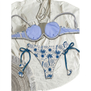 Traje de Baño Bikini de Dos Piezas con Estampado Animal Hawaiano Aloha, Cintura Alta, Push-Up, Estampado Digital, Opción de Logotipo Personalizado, Spandex/Nylon, Cordón Ajustable - Product Image 2