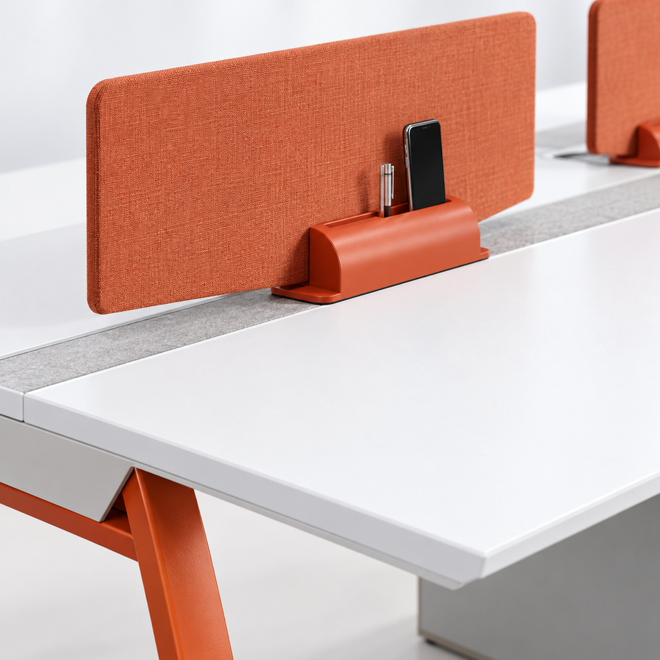 Modern Two Person Office Workstation Desk With Privacy Divider Lockable ...