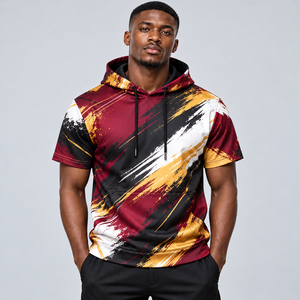 Mens <b>short</b> <b>sleeve</b> <b>hoodies</b> designed with vibrant prints soft materials and contemporary styling for personalized clothing collect - Product Image 1