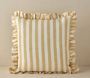 Fundas de Cojín a Rayas Tejidas 100% Algodón, Fundas Decorativas para Almohadas de Estilo Rústico, Fundas de Almohada de Algodón con Borde de Volantes Suaves - Product Image 5