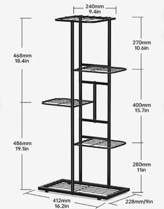 Soporte de Metal Negro de Varios Niveles para Plantas, Estante para Macetas de Interior y Exterior, Soporte de Exhibición para Balcón y Jardín, Decoración Moderna - Product Image 4