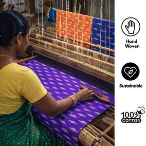 Tela de Algodón Ikat Tejida a Mano con Nudos de Tierra |   Tela Tradicional Lavable, Ecológica y Sostenible para Textiles del Hogar - Product Image 5