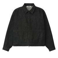 Veste de travail vintage en jean noir pour homme, coupe décontractée, fermeture éclair intégrale, en coton, style streetwear, vêtement d'extérieur, fabrication OEM, marque privée, fabricant sur mesure
