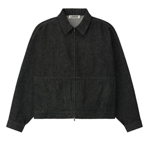 Vintage Black Denim <b>Work</b> Jacket Men's Relaxed Fit Full Zip Cotton Streetwear Outerwear OEM Private Label Custom Manufacturer - Product Image 1