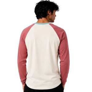 <b>White</b> And Dusty Rose Raglan Long Sleeve T Shirt Men Premium Cotton Crew Neck Graphic Baseball Tee Aqua Trim Custom OEM Apparel - Product Image 2